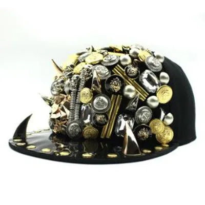 XdanqinX New Personality Trend Hip Hop Caps For Men Women Novelty Headdress Decoration Flat Brim Cap Adjustable Size Couple Hat