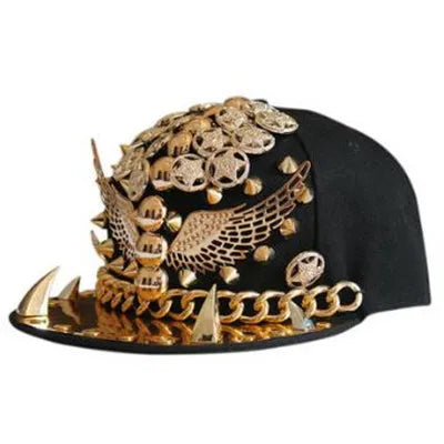 XdanqinX New Personality Trend Hip Hop Caps For Men Women Novelty Headdress Decoration Flat Brim Cap Adjustable Size Couple Hat