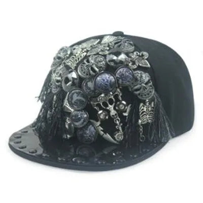 XdanqinX New Personality Trend Hip Hop Caps For Men Women Novelty Headdress Decoration Flat Brim Cap Adjustable Size Couple Hat