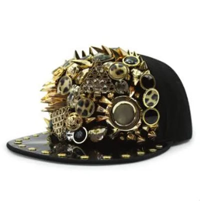 XdanqinX New Personality Trend Hip Hop Caps For Men Women Novelty Headdress Decoration Flat Brim Cap Adjustable Size Couple Hat