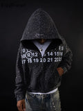 Loose Fashion Casual Oversized Zipper Hoodie Men Y2k Gothic American Harajuku Retro Letter Print Street Sweatshirt Women