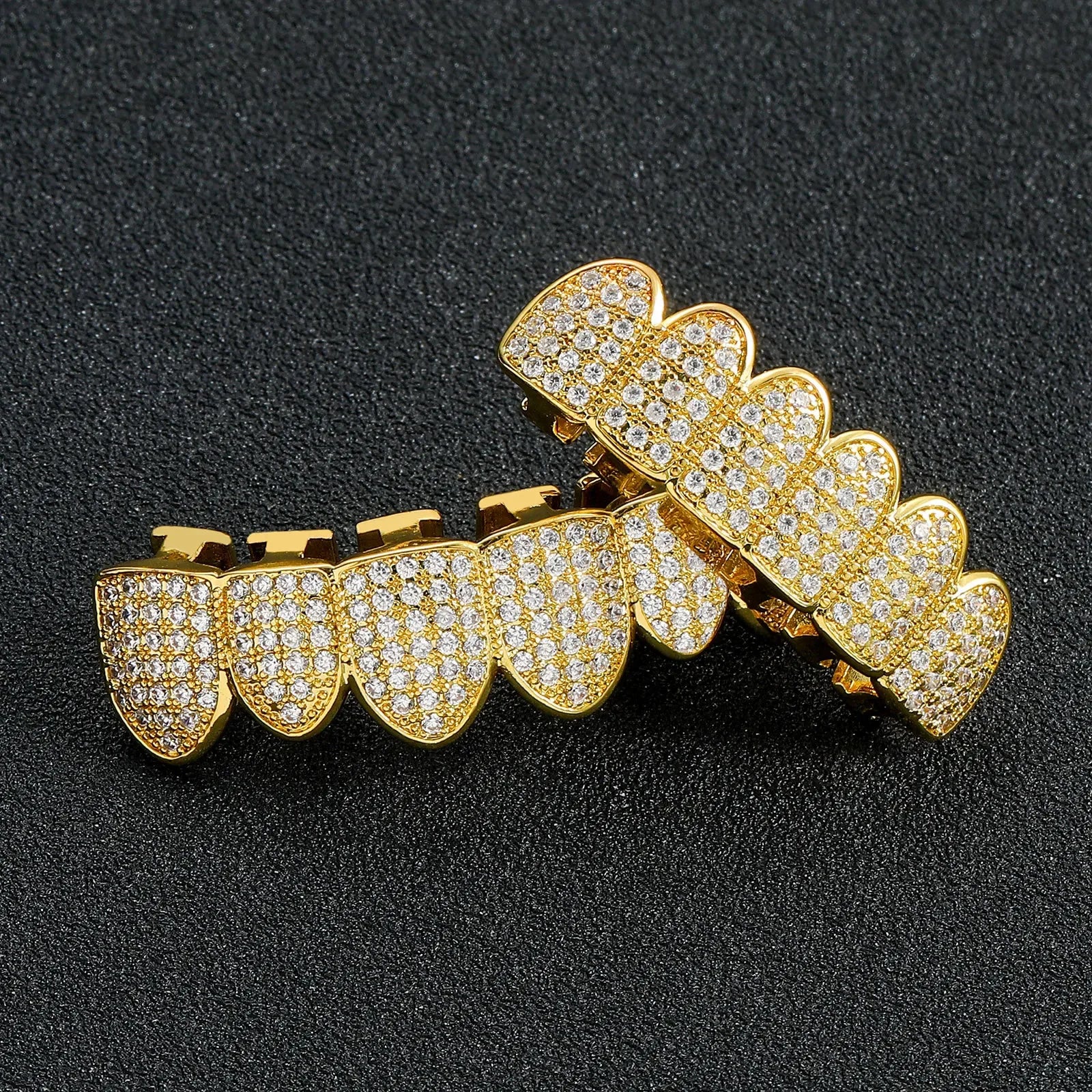 High Quality HipHop CZ Teeth Set For Unisex Top Bottom Mouth Gold Silver Color Teeth Tooth Cap Removable Dental Fashion Jewelry