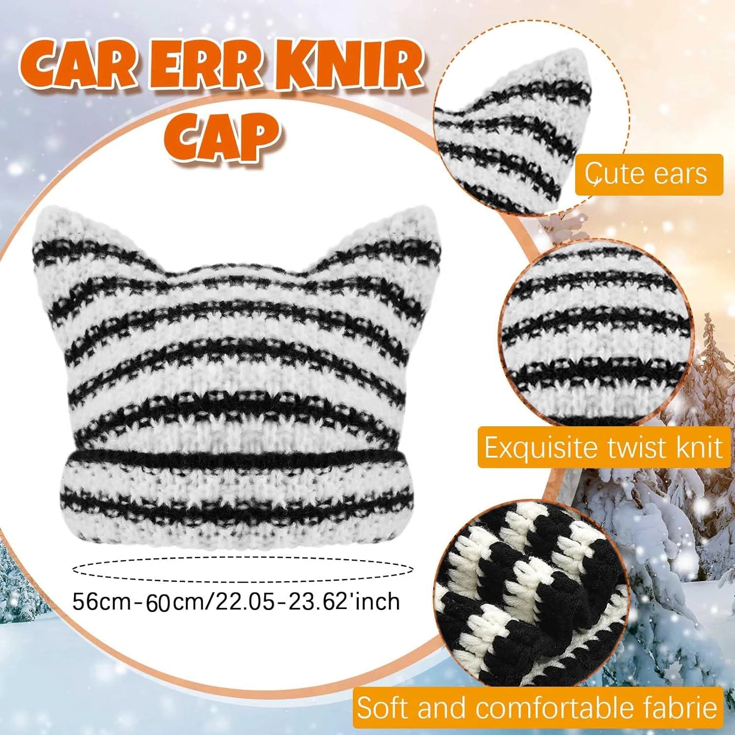 New Japanese Streetwear Harajuku Beanie Little Devil Striped Knitted Hat Women Girls Autumn Winter Cute Cat Ears Cap