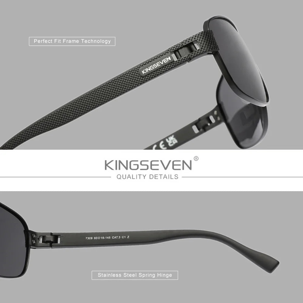 KINGSEVEN Men Polarized UV400 Sunglasses Fashion Vintage Retro Rectangle Classical Protective Glasses Outdoor Driving Eyewear