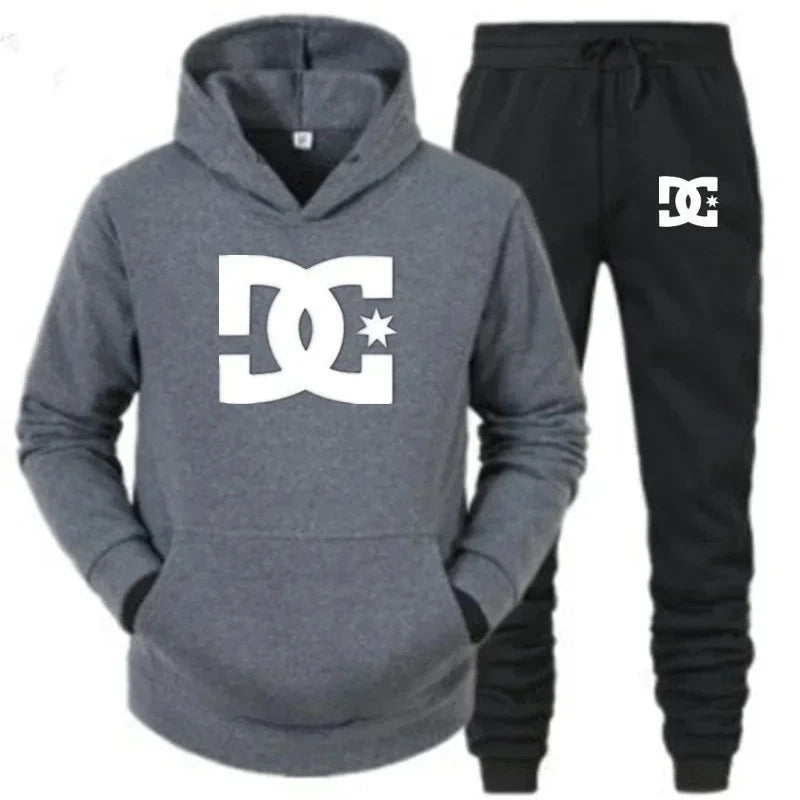 Men's Fashion Basketball Jogging Fitness Set Autumn/Winter Long-sleeved Sweatshirt + Casual Pants Sports Two-piece Set