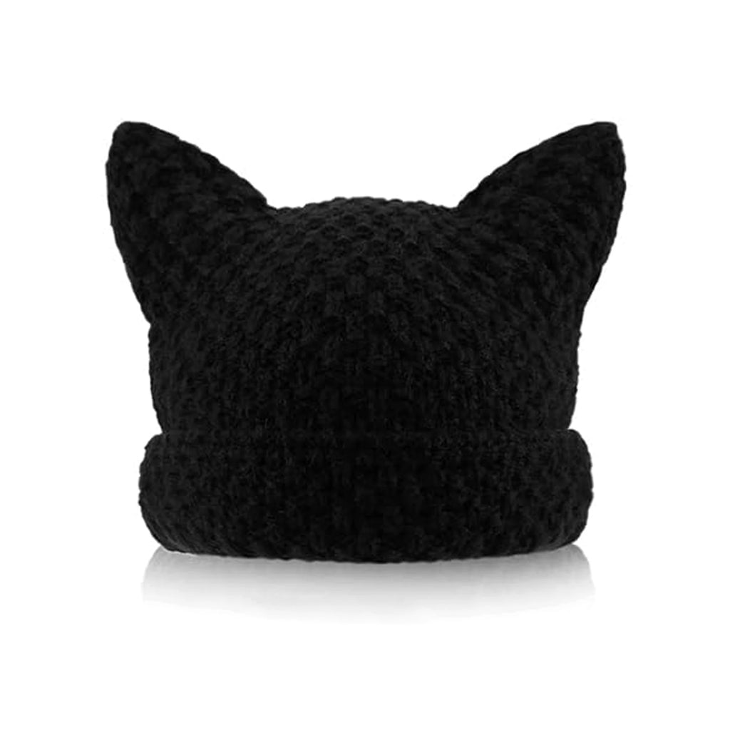 New Japanese Streetwear Harajuku Beanie Little Devil Striped Knitted Hat Women Girls Autumn Winter Cute Cat Ears Cap